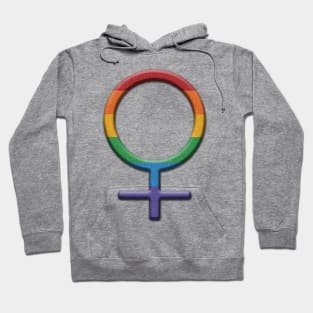 Rainbow Colored Round Lesbian Pride Female Gender Symbol Hoodie